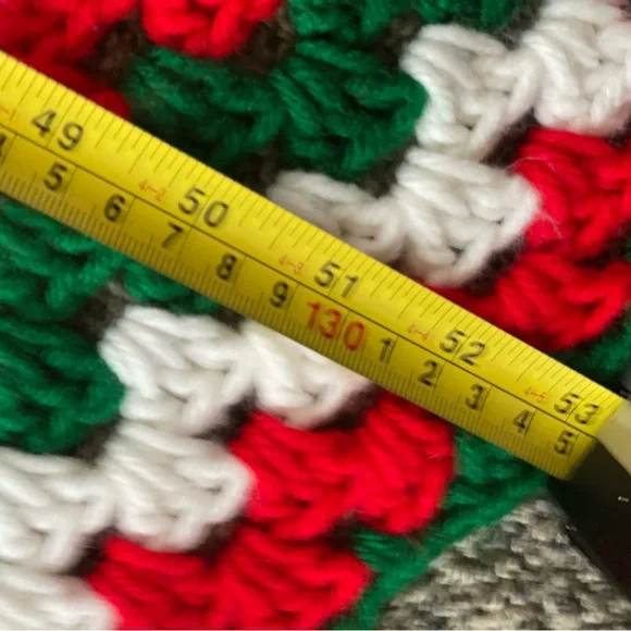 Gorgeous Vintage Granny Square Crocheted Christmas Throw Blanket 53” by 53” - Picture 3 of 4
